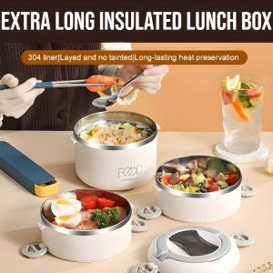 Microwaveable Stainless Steel Extra Long Insulated Lunch Box Large Capacity Insulated Food Container All Purpose Food Storage For Adult Kids