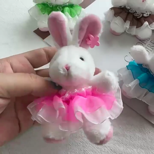 Cartoon Rabbits Keychain Pendant Plush Animal Shaped Keyring Bag Charm Soft Stuffed Pendant Key Rings for Women Girls