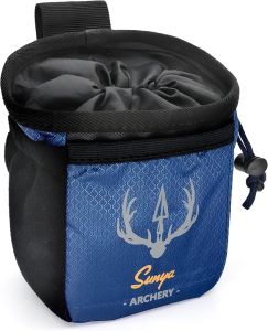 SUNYA Archery Bow Release Pouch  Finger Tab Bag Multiple Pockets for Archery Aids Accessories Fit for Arrow Quiver Belt with Quick Drawstring Closure