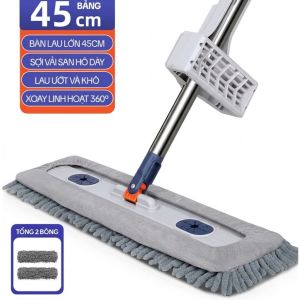 Cây Lau Nhà San Hô Cỡ Lớn 45x15cm – Cán Dài 1m4 Tặng Kèm 2 Bông Lau Loại 1