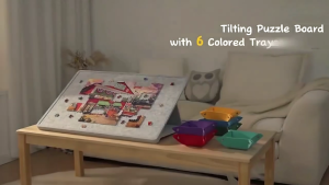 Ergonomic Puzzle Assembly Table Adjustable Tiltable Stand Textured Felt Multi Purpose Use Foldable Portable Construction