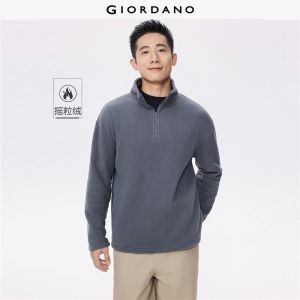 Giordano Men Polar fleece stand collar half zip sweatshirt Free Shipping 01025806