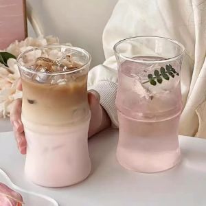 แก้วกาแฟ/น้ำผลไม้ ทรงไม้ไผ่ 400ml แก้วมินิมอล สไตล์แฟชั่น วัสดุใส 3 ชิ้น