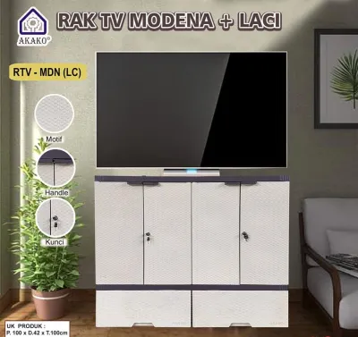 RAK TV MODENA AKAKO KACA + LACI MINIMALIS ELEGANT
