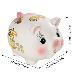 XYAX Animal Piggy Money Bank Ceramic Good Luck Pig Coins Saving Box Decorative Multi-purpose Golden Container Home Decor