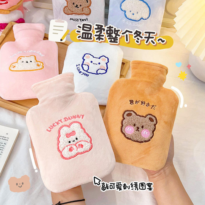 Winter cartoon plush hot water bottle cute water filling explosion ...