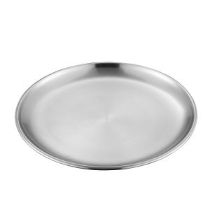 10pcs 20cm Stainless Steel Plate Reusable Round Serving Plate Metal Food Tray Even For Bbq Outdoor