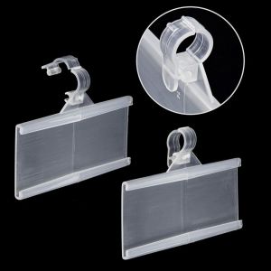 HOTOTO 10Pcs Translucent Price Tag Holder Plastic Snapon Lockon Label Holder Practical Hanging Sign Card Holder Retail Store Display