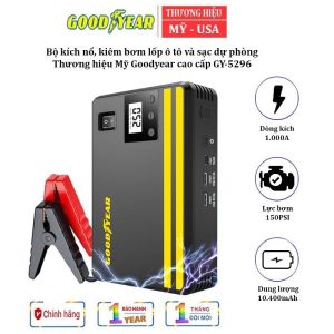 [ BẢO HÀNH 12 THÁNG ] Bộ kích nổ bình acquy kiêm bơm lốp ô tô và sạc dự phòng Goodyear GY-5296