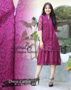 Dress Brukat Terbaru Pesta Remaja Dress Natal Catlin Korean Style Busui Kekinian Dress Natal Modern