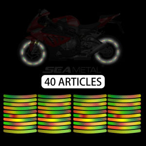 SEAMETAL 20pcs Car Wheel Hub Reflective Sticker Tire Rim Rainbow Reflective Strips Luminous for Night Driving Car Bike Motorcycle Wheel Sticker
