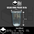 [1 PAK ISI 50 PCS] Gelas plastik OVAL bening 7gram ukuran 12oz 14oz 16oz 18oz / Cup Oval Tebal. 