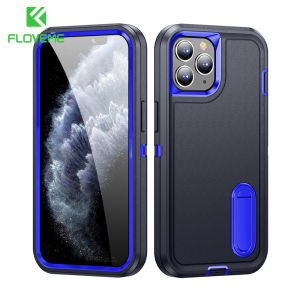 FLOVEME Armor Bracket Phone Case For iPhone 13 12 11 Pro Max iPhone 13 12 11 Luxury Strong Anti-Fall Hard PC+TPU Shockproof Back Cover