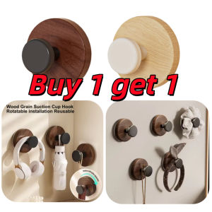 Buy 1 get 1 Wood Grain Suction Hook Strong Adhesive Wall Hook Bathroom Kitchen No Drill Holder