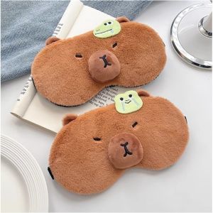 Kawaii Capybara Eye Cover Plush Sleeping Mask Cute Animal Eyepatch Winter Cartoon Relax Travel