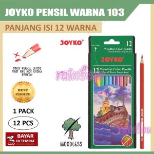 Joyko - 1 Pack 12 pcs Pensil Warna Joyko ( PANJANG ) JOYKO CP 103 Alat Gambar Color Pencil Colour Pencil Pinsil Warna Joyko Alat Menggambar Peralatan Sekolah Alat Lukis - Panjang Gambar Kemasan Random