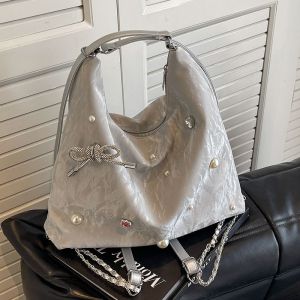 Tas perak wanita lintas batas tas bahu mode baru wanita kapasitas besar komuter tas besar tas ransel selempang tas ember