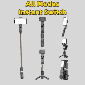 [SG Ready Stocks] Gimbal Stabilizer Selfie Stick with Smart Face Tracking - Fill Light 360° Automatic Rotation Anti-Shake Tech Tripod Bluetooth Extendable Spanning Shot Vertical & Horizontal for Live Streaming