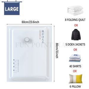 FUNPOINT Compression bag vacuum Storage Bag for travel compression bag for clothes Vacuum plastic bag for clothes vacuum storage bags for clothes vacuum sealer