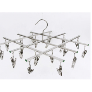 ราวหนีบผ้าสแตนเลสพับได้ ตัวหนีบอย่างหนา ราวตากผ้า และถุงเท้า แข็งแรง (20 ตัวหนีบ 35 ตัวหนีบ)