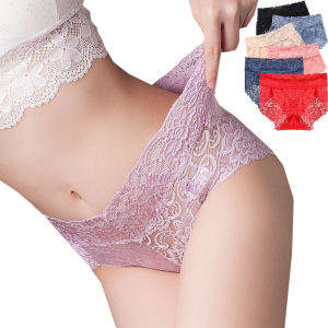 Yingbao Lace underwear for women plus size Ladies Girl Panties Mid Waist Floral Transparent Brief