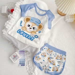 LNR Shop Setelan Anak Laki Laki Perempuan Kaos dan Celana Pendek Bahan Adem Halus Baju Rumahan 1-7 Tahun Motif Stella Lou Frozen Elsa Sinchan Snow White