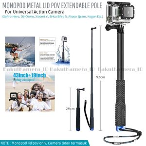 Metal Lid Pov Extendable Pole Monopod 93cm for GoPro Xiaomi Yi DJI Osmo Brica BPRO 5 SJCam Akaso Kogan