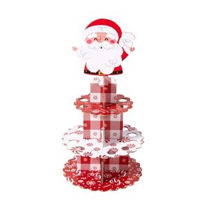 MIRELAE Ông già Noel Giá đỡ bánh cupcake chủ đề Giáng sinh Trang trí bàn tiệc Giáng sinh Chủ đề Giáng sinh Giá đỡ bánh cupcake Kawaii Tháp tráng miệng Tiệc Giáng Sinh