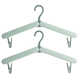 [2Pcs/set] KL008 Collapsible Travel Hanger with Clip Smooth Portable Lightweight Windproof Sock Rack Foldable Plastic for Laundry Wardrobe Hotel Hanger 19.2x5.3x1cm
