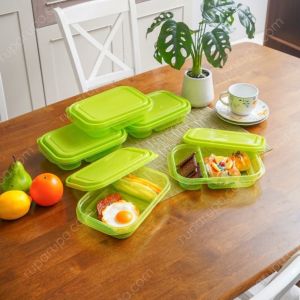 Kotak Makan Dua Sekat Tempat Makan Set Isi 5pcs Plastik BPA FREE milly WEO AC0848