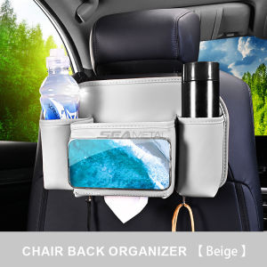 Seemetal xe túi lưu trữ lưng ghế Hộp khăn giấy trên xe ô tô móc khay giữ cốc ô tô đa chức năng nội thất Phụ Kiện Xe Hơi túi lưu trữ