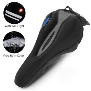 WEST BIKING Bicycle Seat Bike Saddle Cover Liquid Silicone Gels Memory Foam Cushion With Tail Lights Shock Absorption Wide Breathable Comfortable Soft Cycling Seat  Accessories