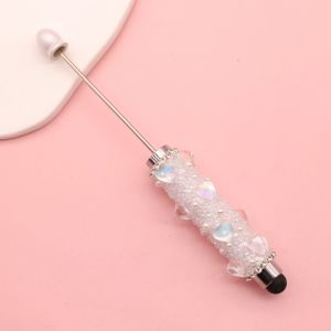 BETTERFORM 1pc 2-in-1 Beadable Pen Heart Diamond Capacitive Touch Stylus Pen Aesthetic DIY Beadable Writing Tool Gift