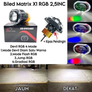 Lampu Tembak Projie Biled Matrix 25 Inc Flat Cut Putih High Low Dengan Kipas Pendingin Premium