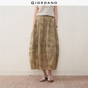 Giordano Women Vintage 3d appliques elastic waist maxi skirt Free Shipping 18466810
