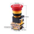 สวิตซ์ ปุ่มหยุดฉุกเฉิน  ปุ่มหยุดหัวเห็ด เปิดและปิด Emergency switch , ป้าย EMERGENCY STOP. 