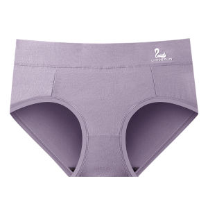 OK Bra ผู้หญิงผ้าฝ้ายกลางเอวสีทึบกางเกงขนาดใหญ่ไขมัน MM Graphene Antibacterial Crotch สบาย Breathable กางเกง