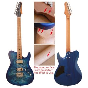 Tree Burl Top Electric Guitar 6 Strings Okoume Body 39 Inch Matte with Roasted Maple Neck Blue&Black Color High Quality Guitarra2026