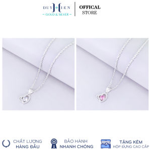 Dây Chuyền Bạc Nữ Duy Hiển S990 Nguyên Chất Hình Trái Tim Đá Lệch Trẻ Trung Tươi Mới