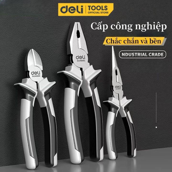 Deli Kìm đa chức năng hạng nặng，Kìm cắt dây, mũi dài và Kìm cắt chéo ...