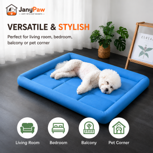 JanyPaw Cooling Pet Bed Waterproof Dog Bed Cat Bed 600D Oxford Fabric Washable Pet Mat Raised Edge Non Slip Cushion for Dogs Cats