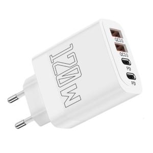 4 Port EU Plug Type C USB Wall Travel Plug Adapter 120W Double PD & Double USB Port Rapid Charging Block Portable