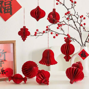 LOẠI ĐẸP SÉT 10 CÁI/5 CÁI LỒNG ĐÈN TỔ ONG ĐỎ TREO CÂY / TREO BÌNH HOA PHỤ KIỆN DECOR TRANG TRÍ GIÁNG SINH LỄ TẾT NĂM MỚI SẴN HCM
