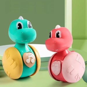 SDAYG Creative Fawn Sliding Tumbler Toy Early Education Cartoon Dinosaurs Tumbler Wobbler Drag Toddler Toy Musical Childrens Tumbler Rattle 0-3 Year Old