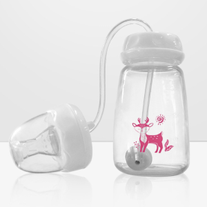 NOBLELYN with Straw Brush Hands-Free Feeding Bottle Self-Feeding 5oz/150ml Milk Storage Bottle High Quality Gravity Ball Baby Bottle Set for babies 3 months+
