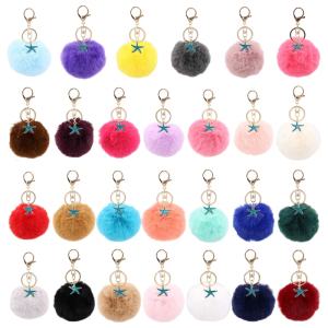 Adorable Starfish Faux Furry Key Rings Vibrant Starfish Soft Keychain Ornament Furry Sphere Key Ornament for Daily Use