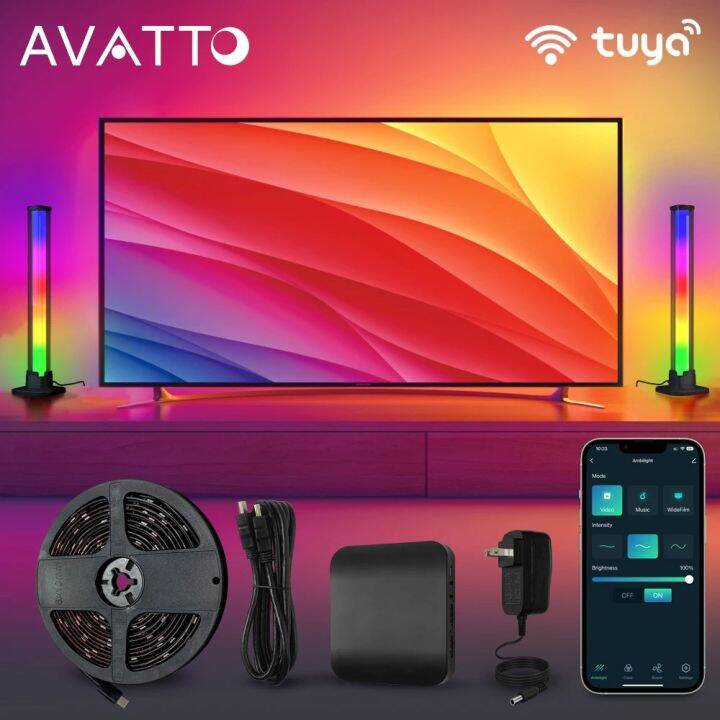 Avatto Tuya Wifi Smart Ambient Tv Led Backlight For K Hdmi Device Sync Box Led Strip Lights