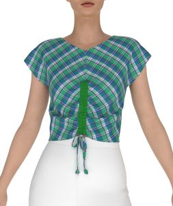 V Neck Cap Sleeve Top with Ruched Front (Adjustable) - Retro-Inspired, Slim Fit Profile, 100% Cotton, Working Chic