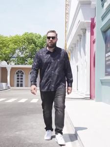 60-175KG Men Plus Size Floral Long Sleeve Turn-down Collar Tops Man Oversized Casual Loose Formal Business Shirts