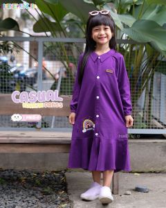 Casual korean dress / baju anak midi dress / baju anak anak perempuan / baju anak ala korean style cewek / baju anak cewek umur 5 6 tahun / baju anak cewek umur 7 8 tahun /